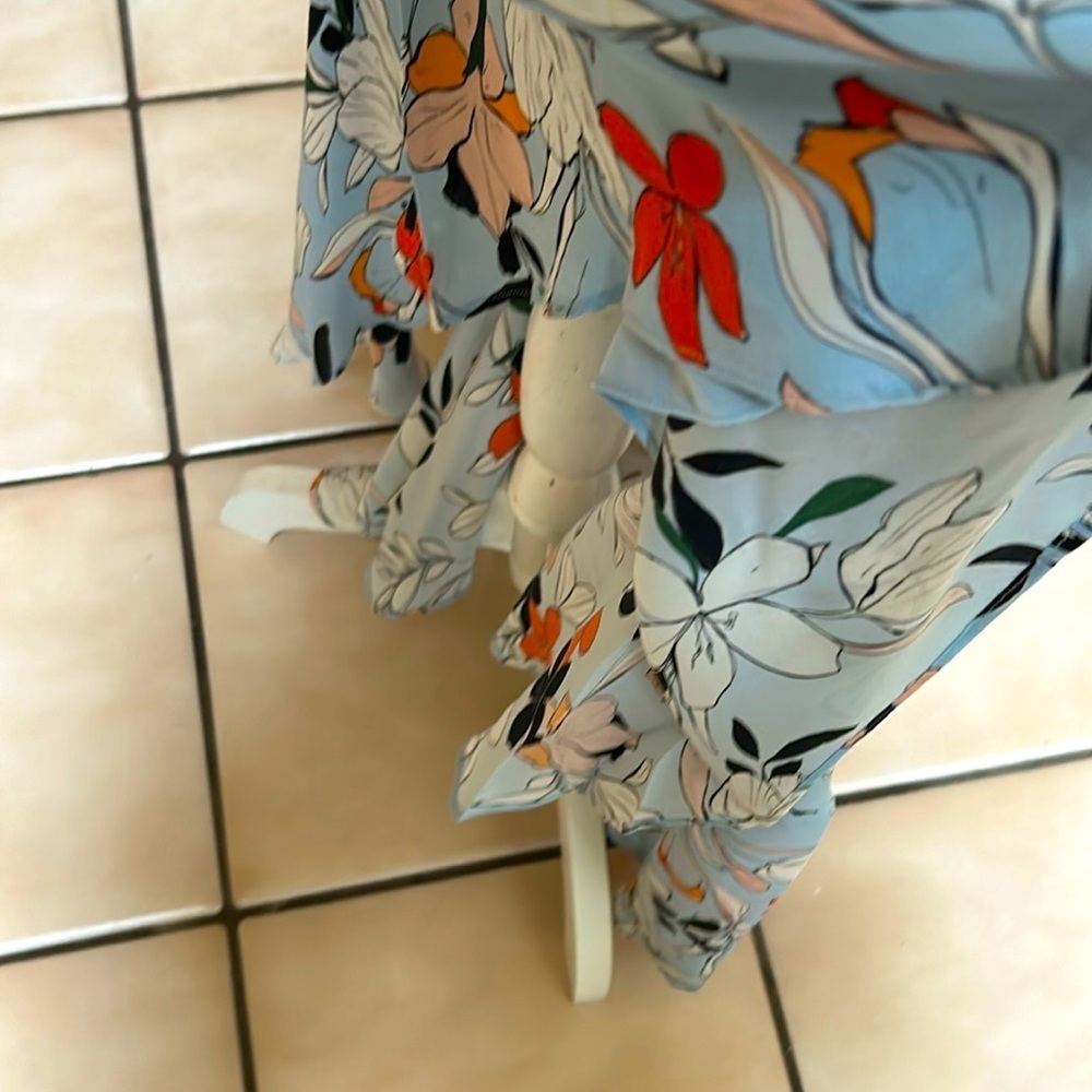 Parker Womens Demi Blue Orange Floral Botanical Silk Hi Lo Wrap Maxi Dress Sm - Picture 15 of 15